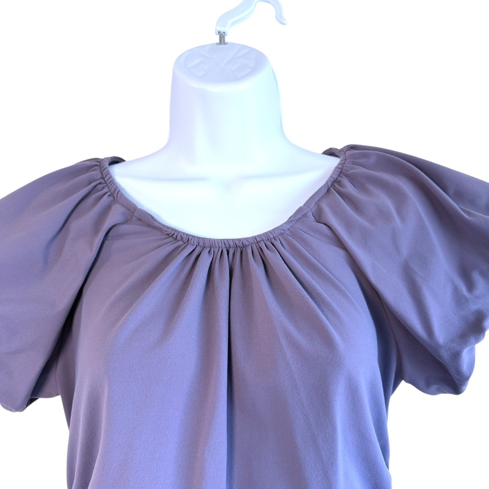 By Anthropologie Womens Ruched Cap Sleeve Top Sz S‎ Regency Fairy Romantic Royal - Picture 2 of 7